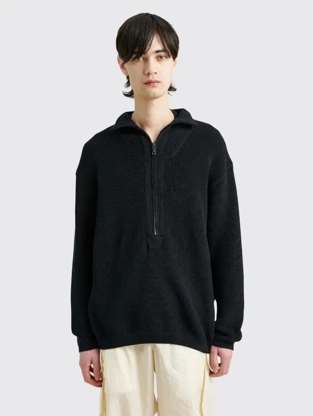 Our Legacy Knitted Anorak Men's Black Half-Zip Knit Sweater Size 46